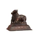 Vintage Brass Nandi Sculpture | 6" x 6.5" x 4.5" | 1.66 kg | Antique Finish | Traditional Hindu Temple Bull Art | Compact Sacred Decor | Jaipurio